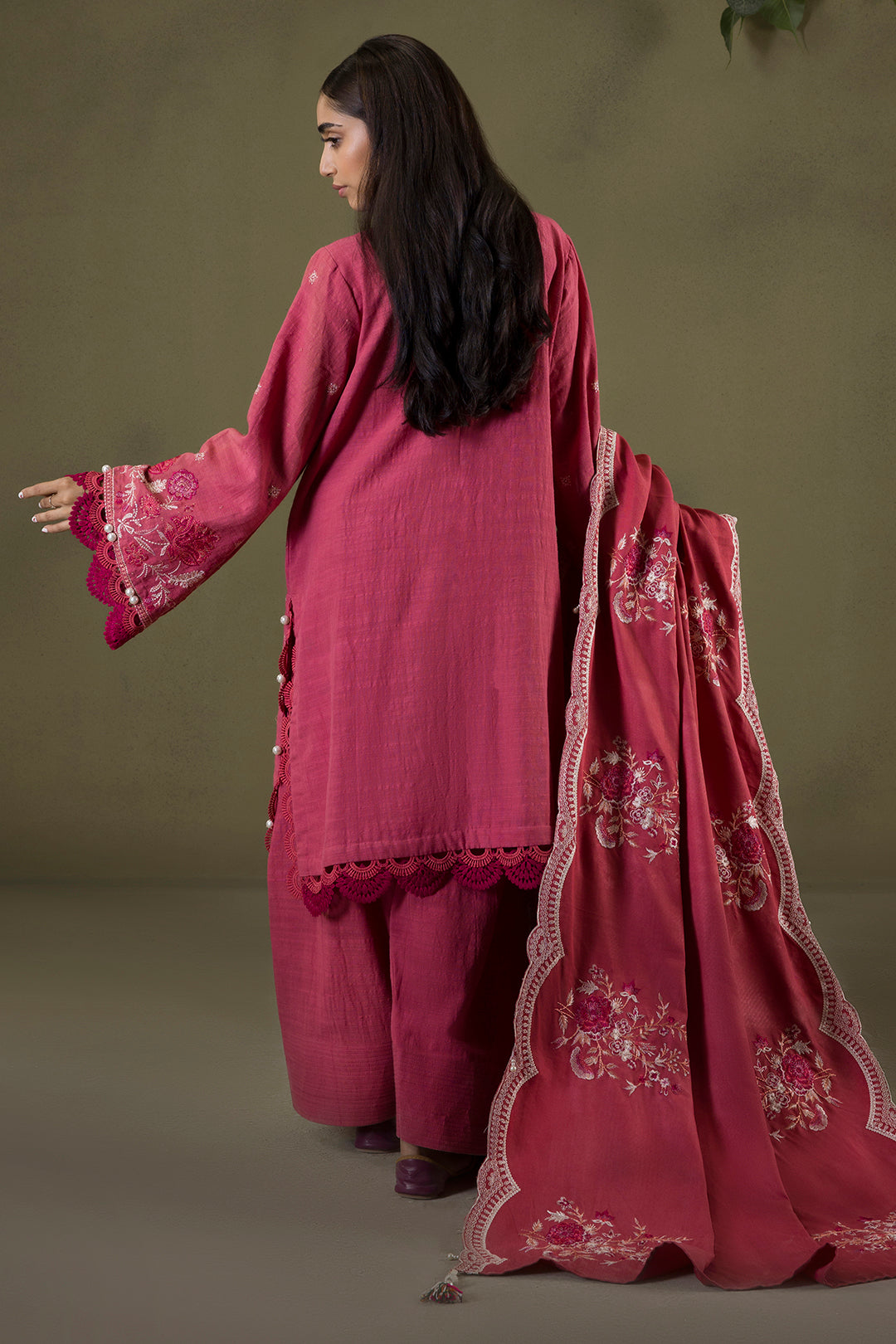 Embroidered Shirt Shalwar Shawl - 0240