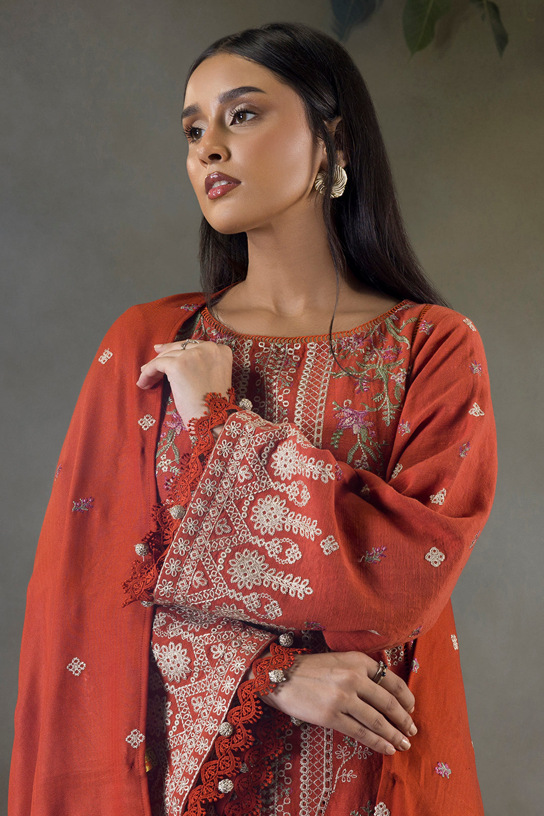 Embroidered Shirt Shalwar Shawl - 0241