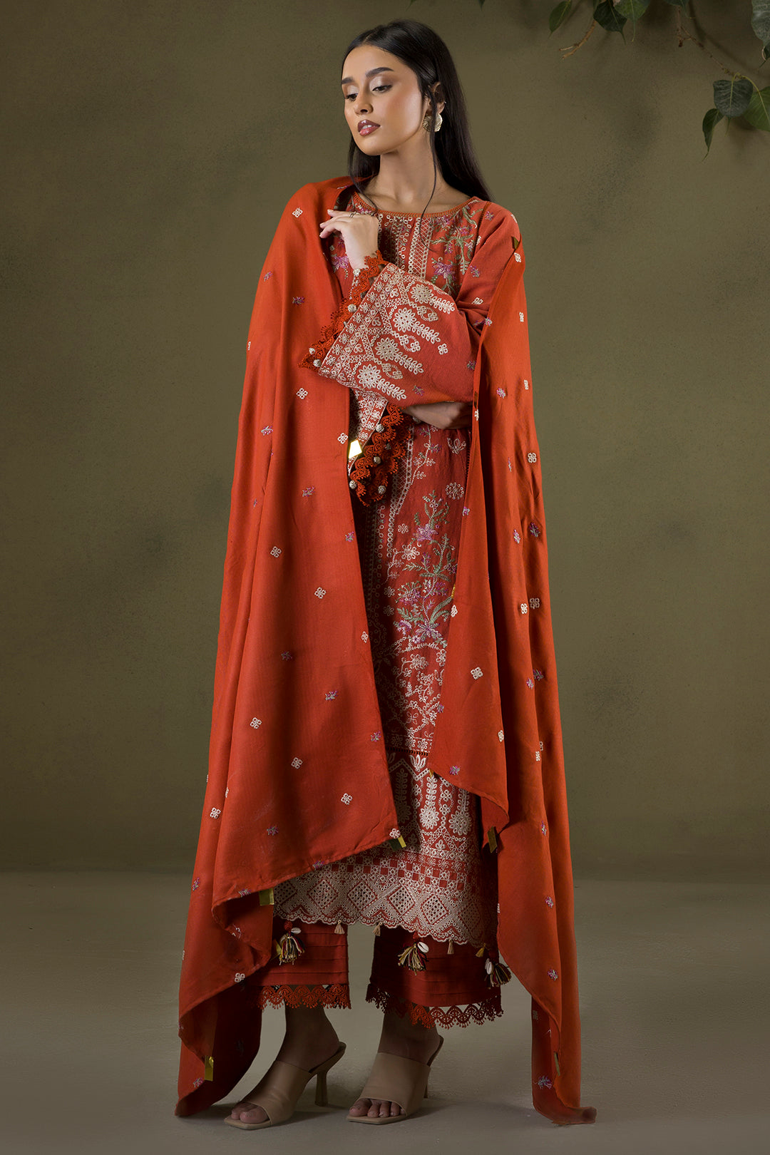 Embroidered Shirt Shalwar Shawl - 0241
