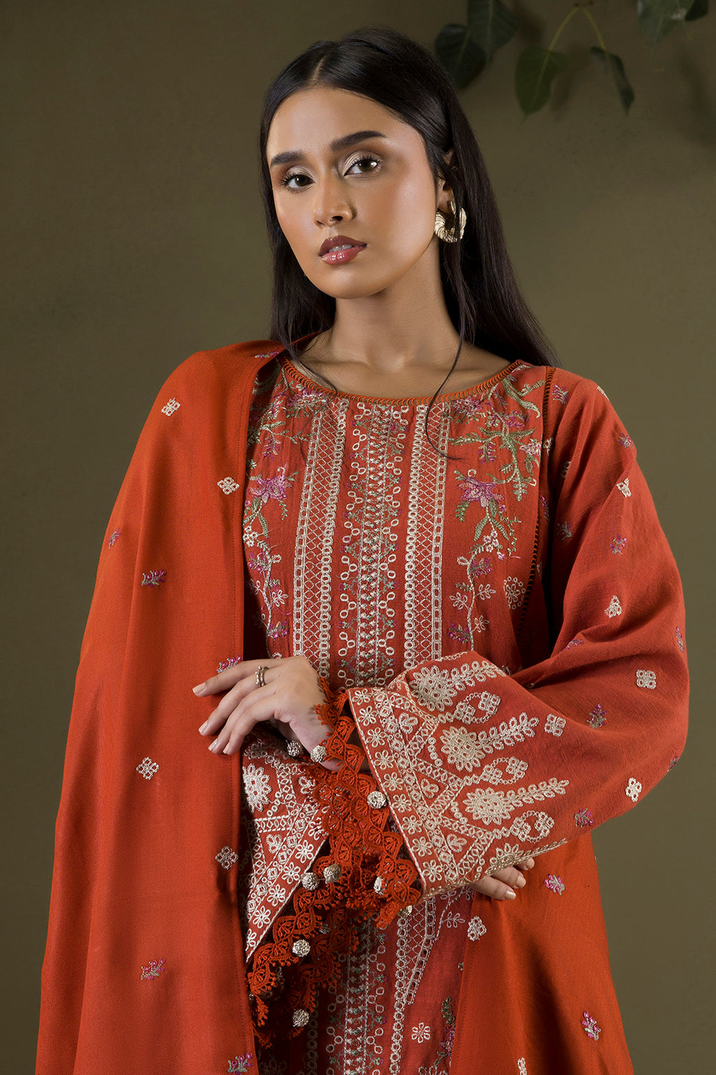 Embroidered Shirt Shalwar Shawl - 0241