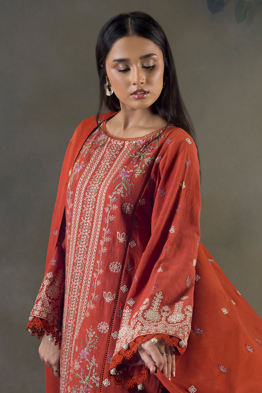 Embroidered Shirt Shalwar Shawl - 0241