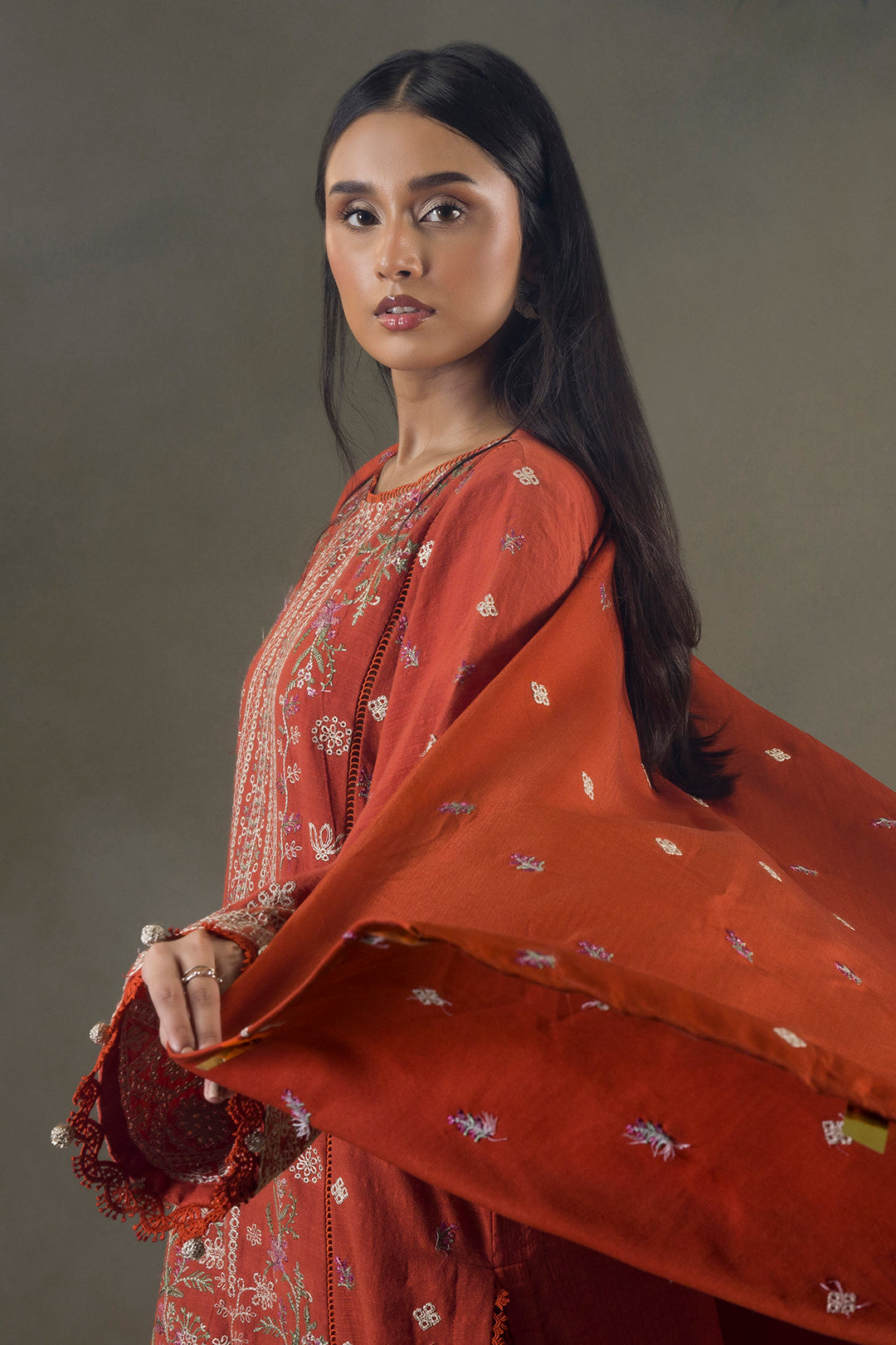 Embroidered Shirt Shalwar Shawl - 0241