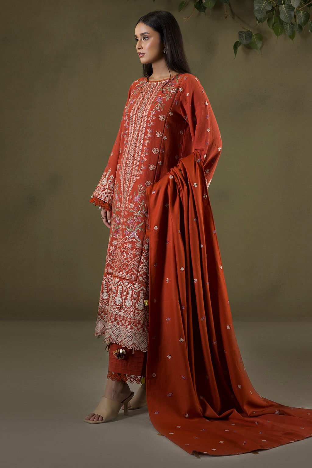 Embroidered Shirt Shalwar Shawl - 0241