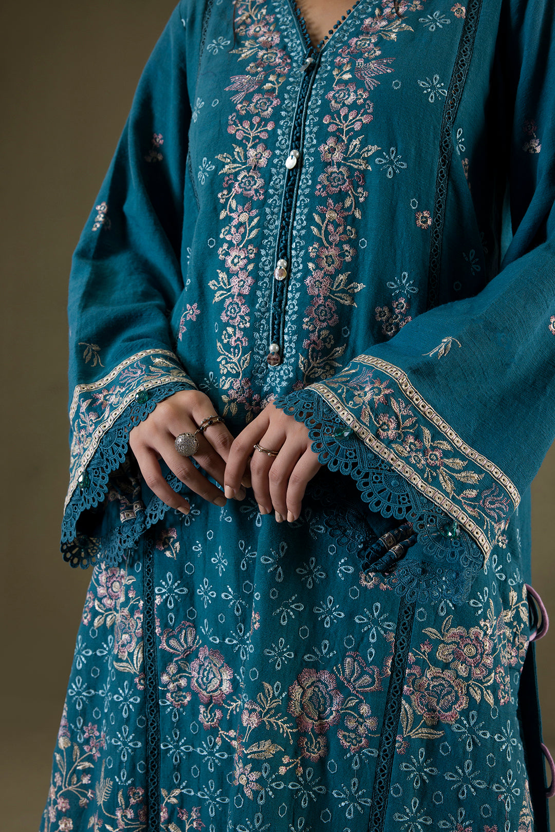 Embroidered Shirt Shalwar Shawl - 0242
