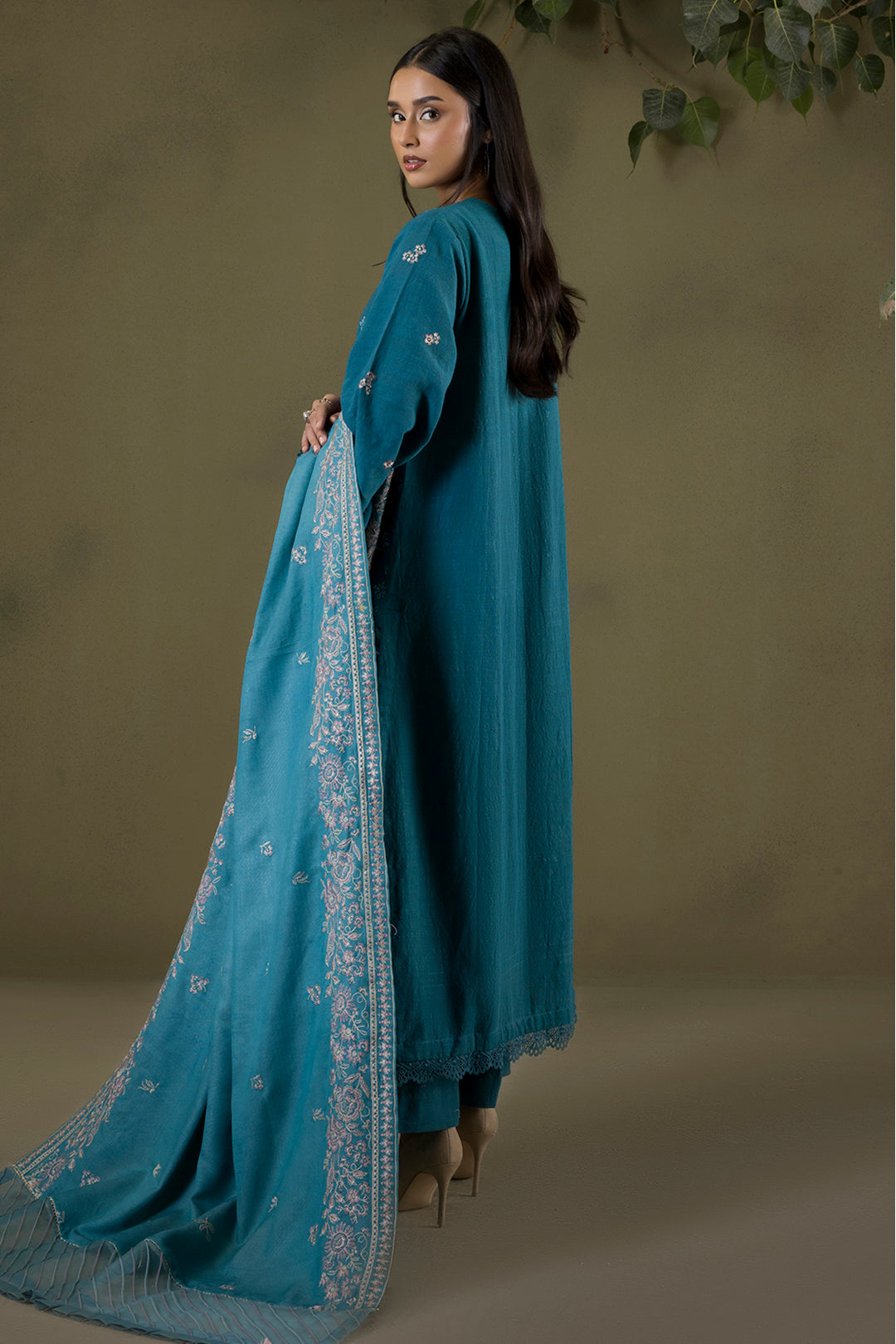 Embroidered Shirt Shalwar Shawl - 0242