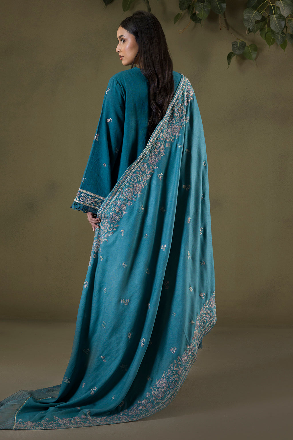 Embroidered Shirt Shalwar Shawl - 0242