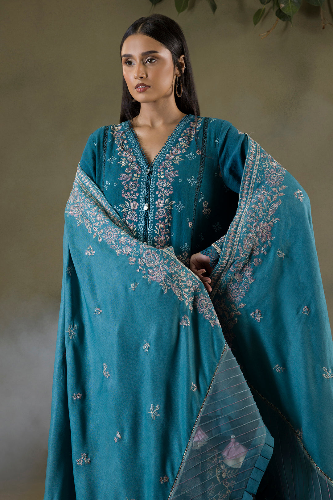 Embroidered Shirt Shalwar Shawl - 0242