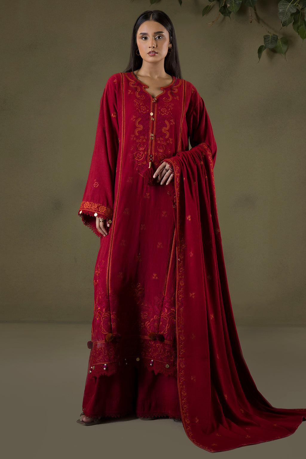 Embroidered Shirt Shalwar Shawl - 0243