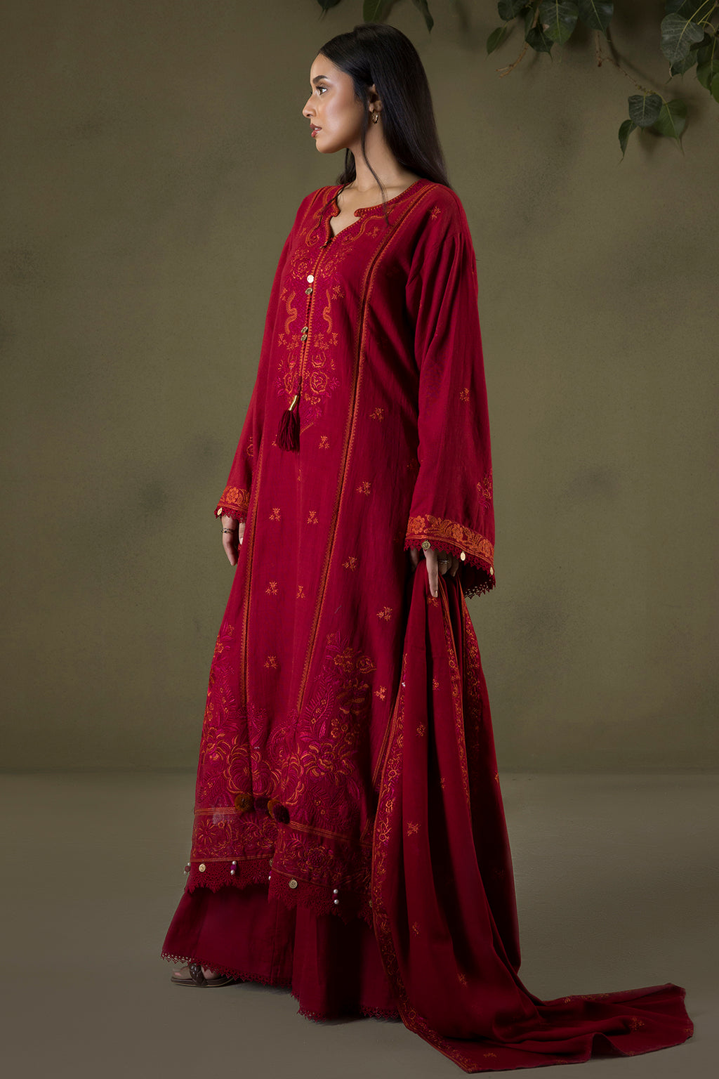 Embroidered Shirt Shalwar Shawl - 0243