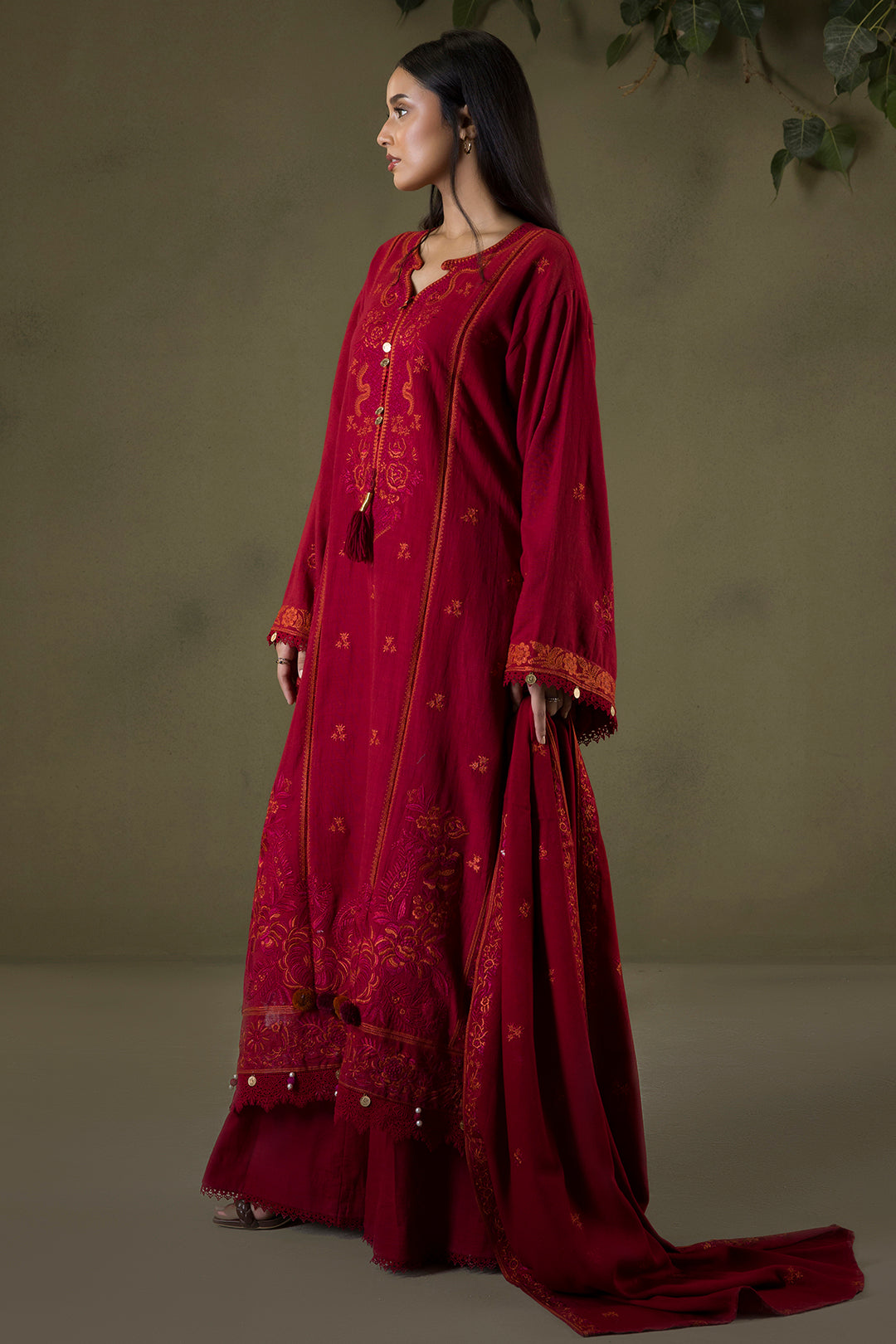 Embroidered Shirt Shalwar Shawl - 0243