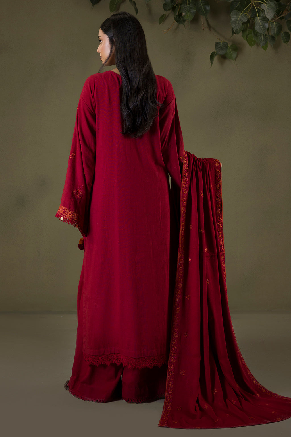 Embroidered Shirt Shalwar Shawl - 0243