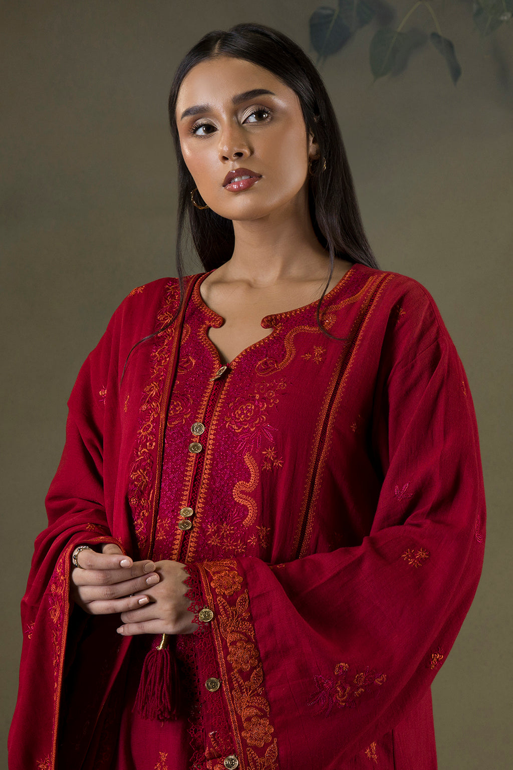 Embroidered Shirt Shalwar Shawl - 0243