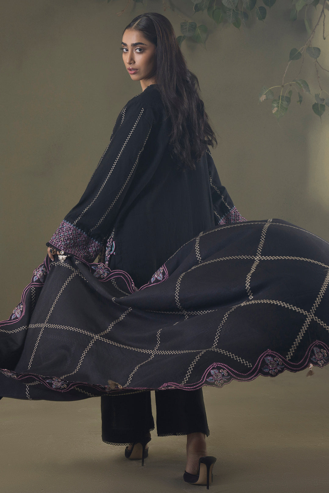 Embroidered Shirt Shalwar Shawl - 0244