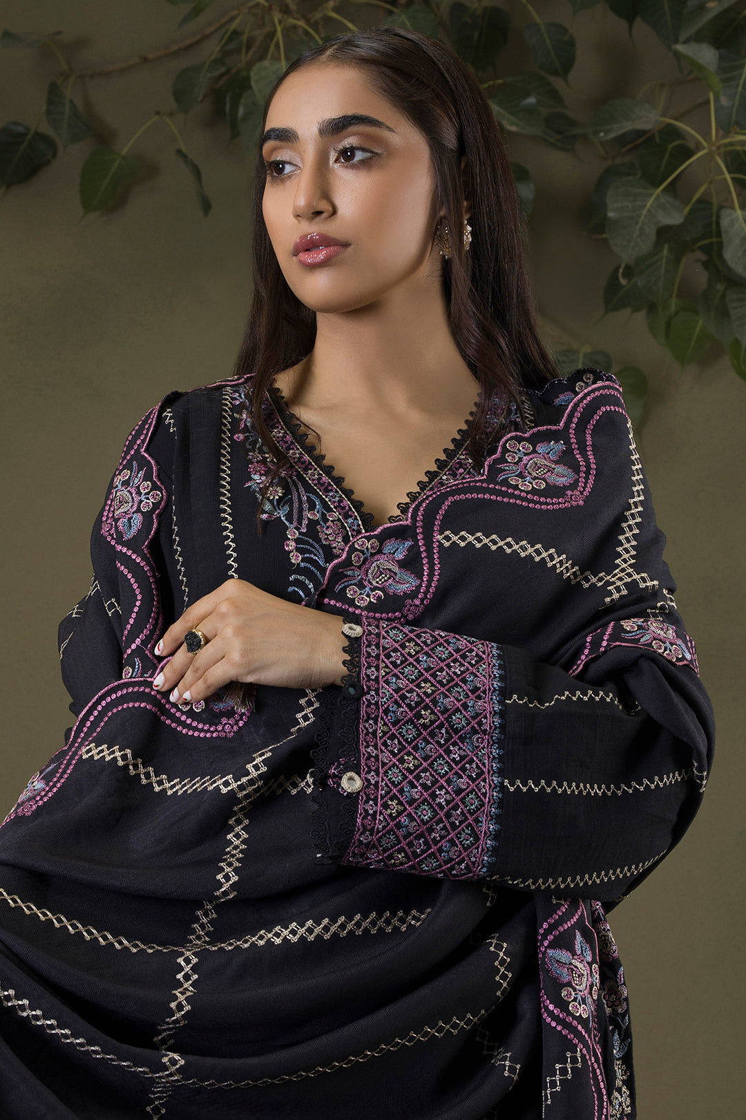 Embroidered Shirt Shalwar Shawl - 0244