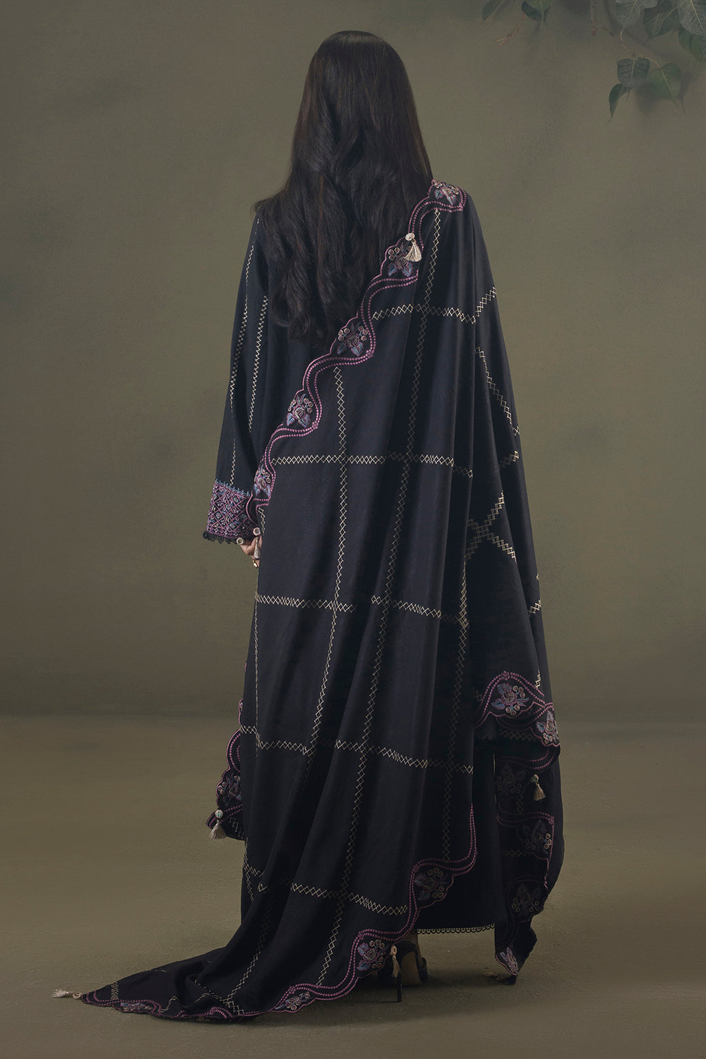 Embroidered Shirt Shalwar Shawl - 0244