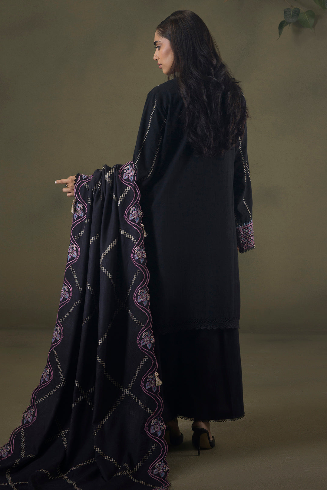 Embroidered Shirt Shalwar Shawl - 0244