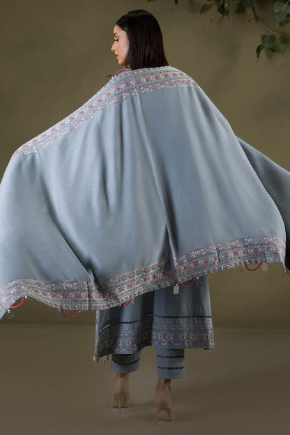 Embroidered Shirt Shalwar Shawl - 0245
