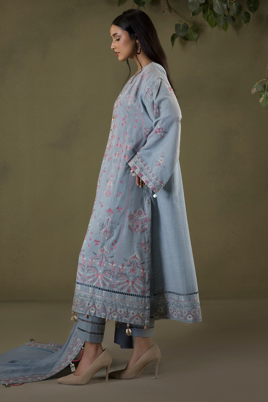 Embroidered Shirt Shalwar Shawl - 0245