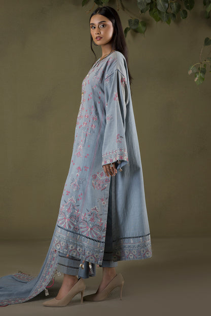 Embroidered Shirt Shalwar Shawl - 0245