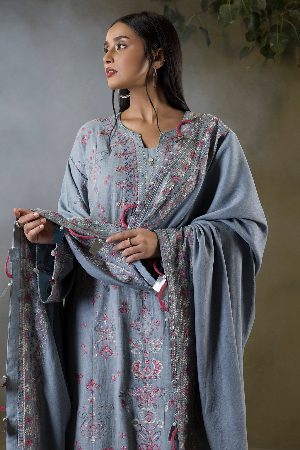Embroidered Shirt Shalwar Shawl - 0245