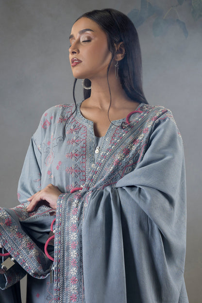 Embroidered Shirt Shalwar Shawl - 0245