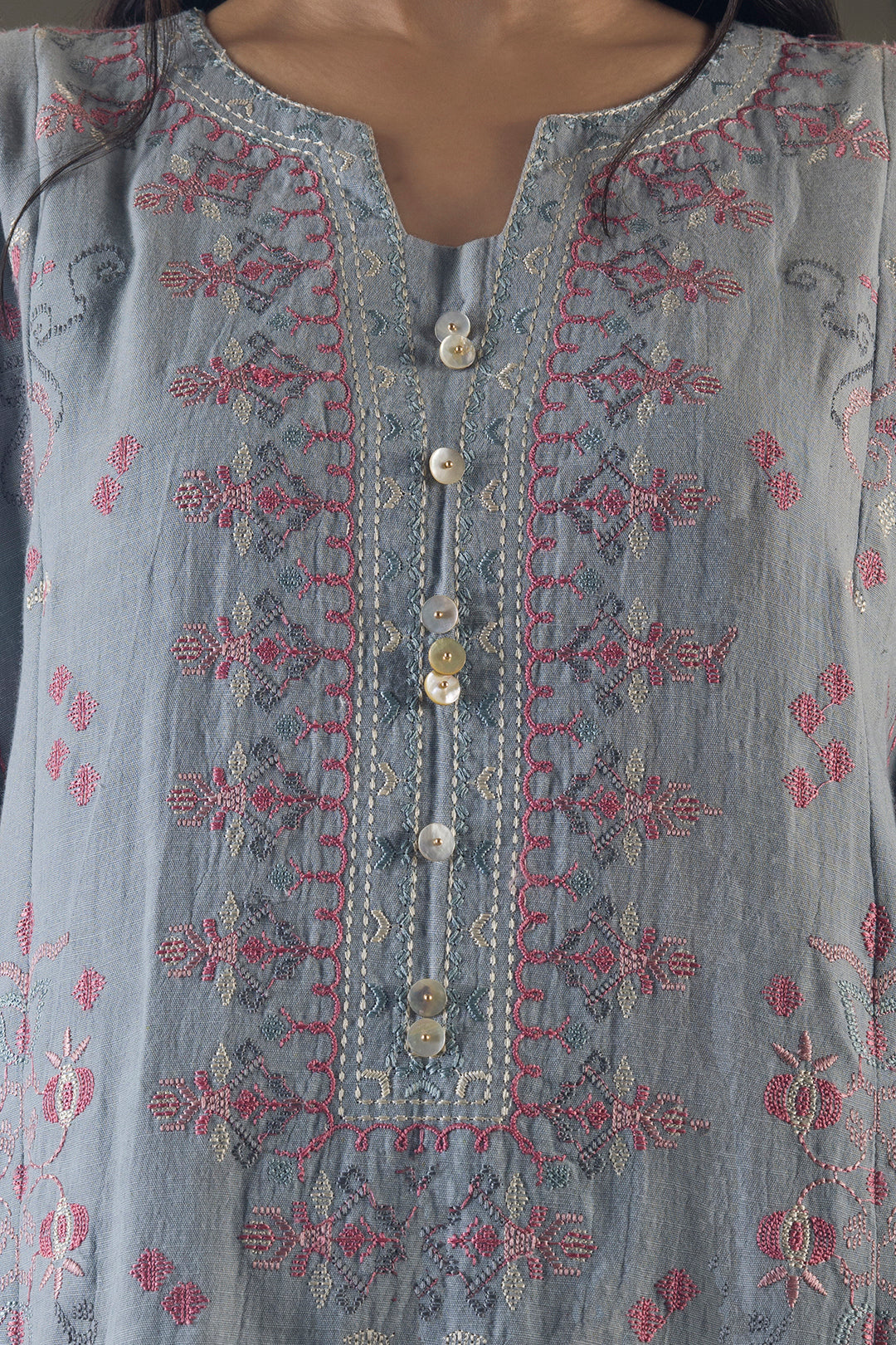 Embroidered Shirt Shalwar Shawl - 0245
