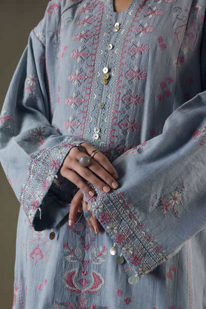 Embroidered Shirt Shalwar Shawl - 0245
