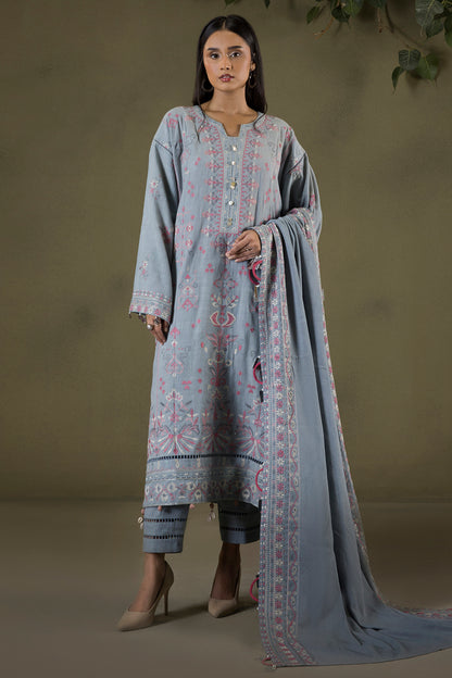 Embroidered Shirt Shalwar Shawl - 0245