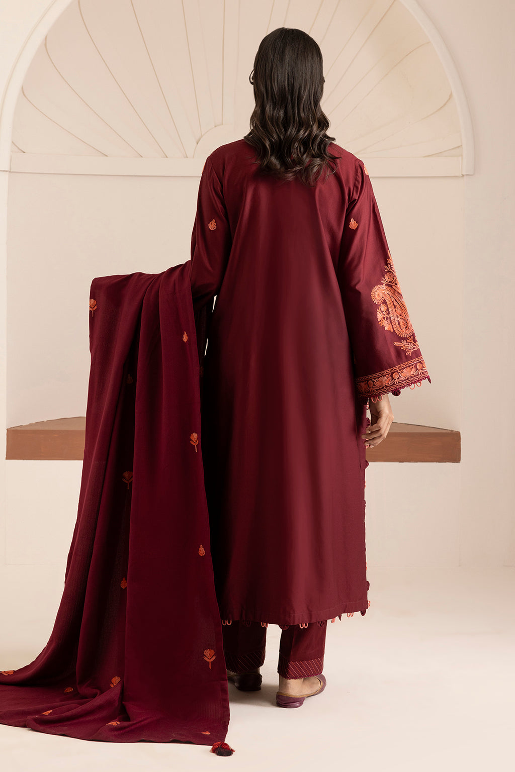 Embroidered Shirt Shalwar Shawl - 0256