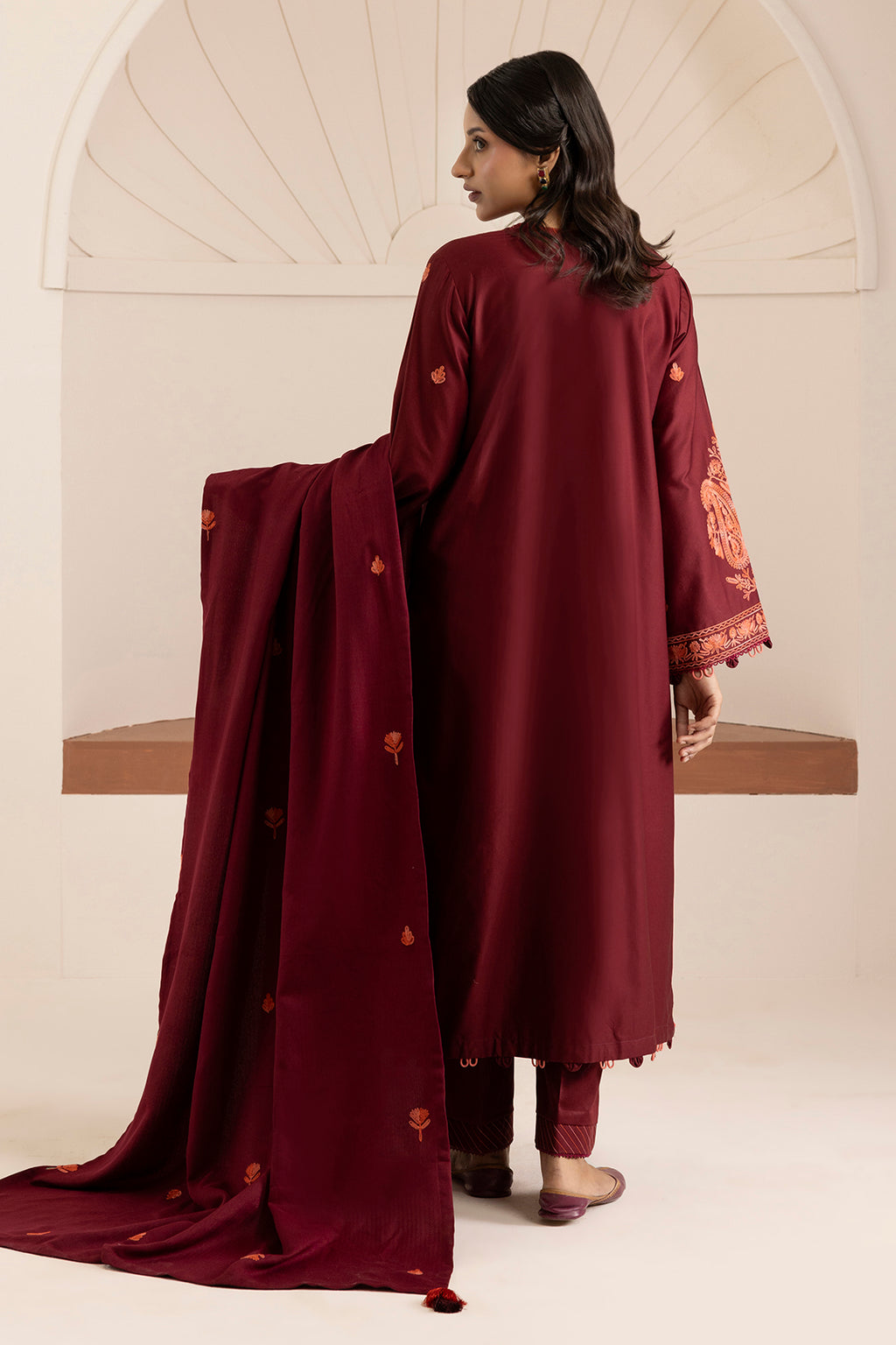 Embroidered Shirt Shalwar Shawl - 0256