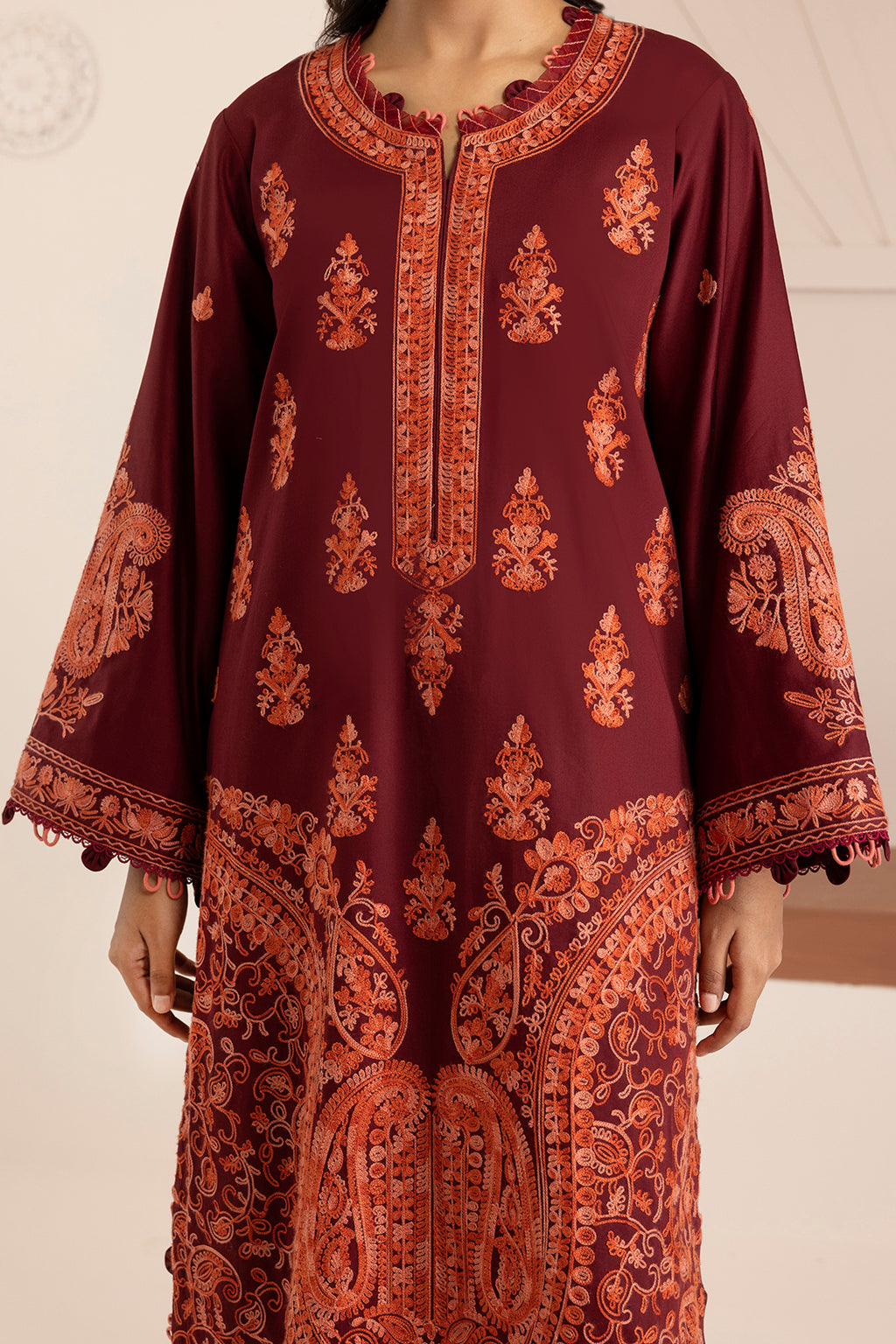 Embroidered Shirt Shalwar Shawl - 0256