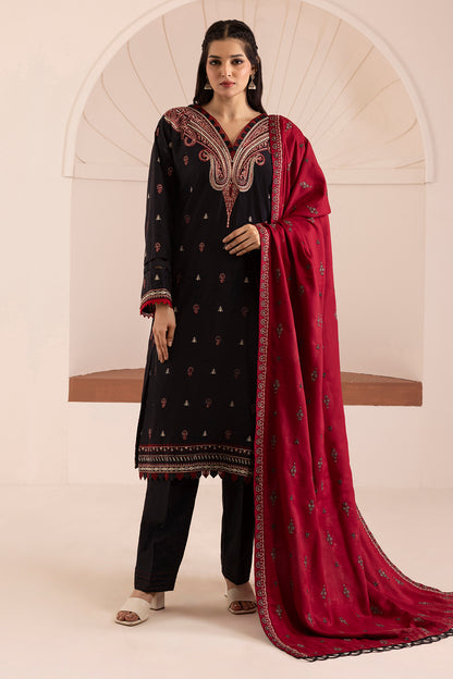 Embroidered Shirt Shalwar Shawl - 0258