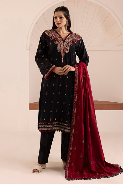 Embroidered Shirt Shalwar Shawl - 0258
