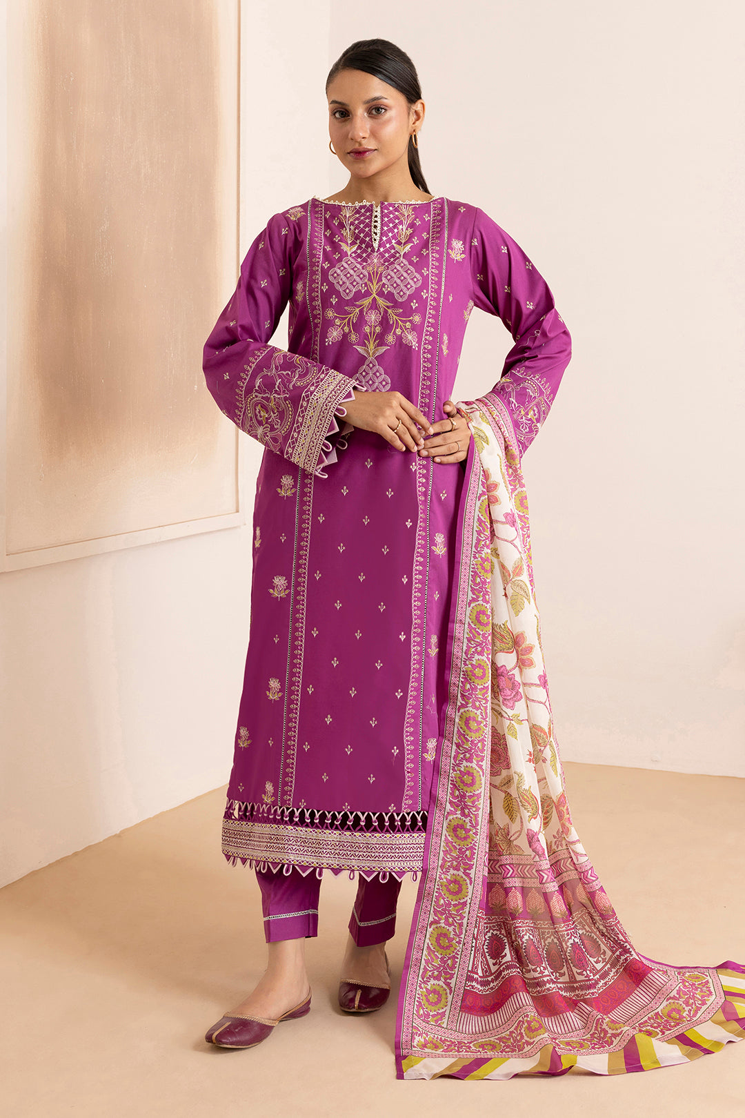 Embroidered Shirt Shalwar Dupatta - 0259