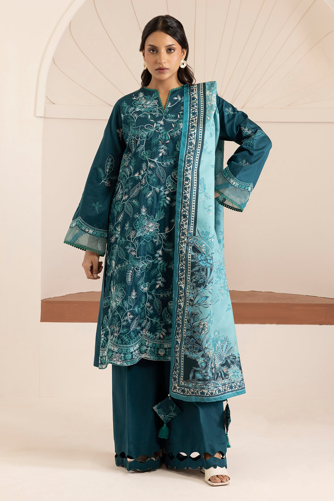 Embroidered Shirt Shalwar Shawl - 0260