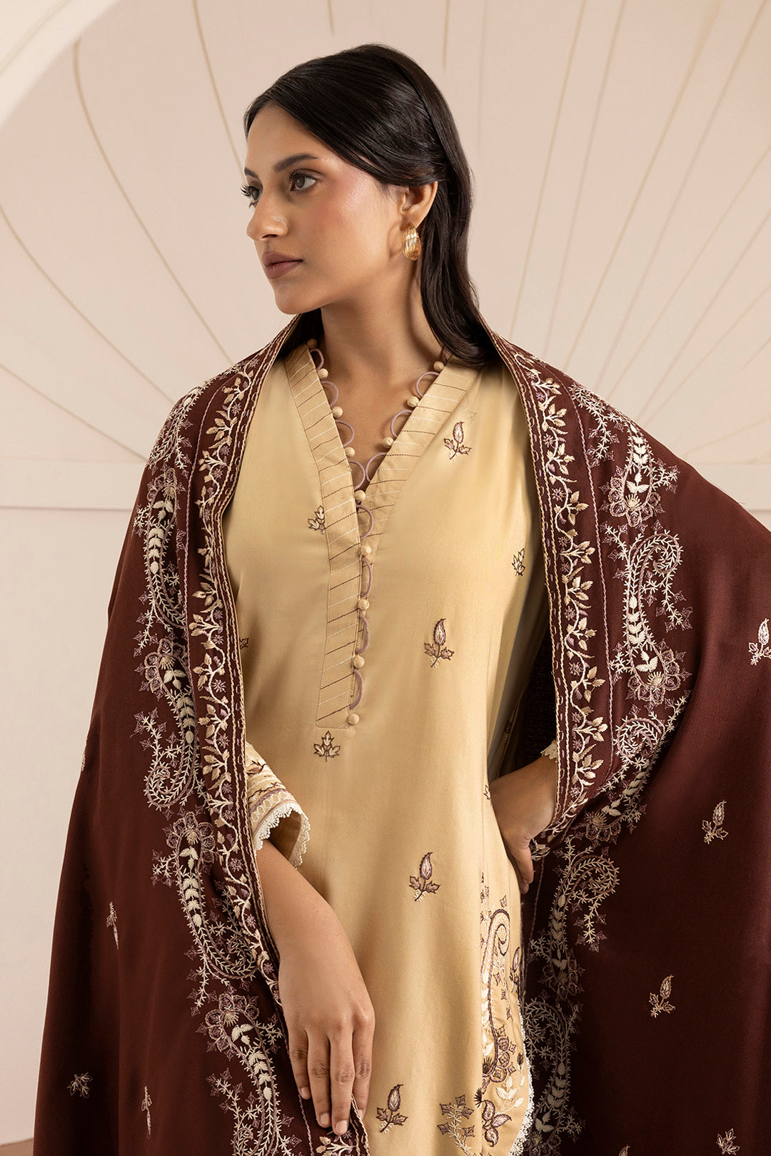 Embroidered Shirt Shalwar Shawl - 0263