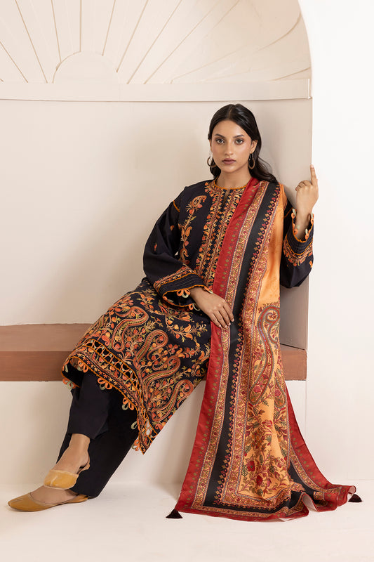 Embroidered Shirt Shalwar Shawl - 0264
