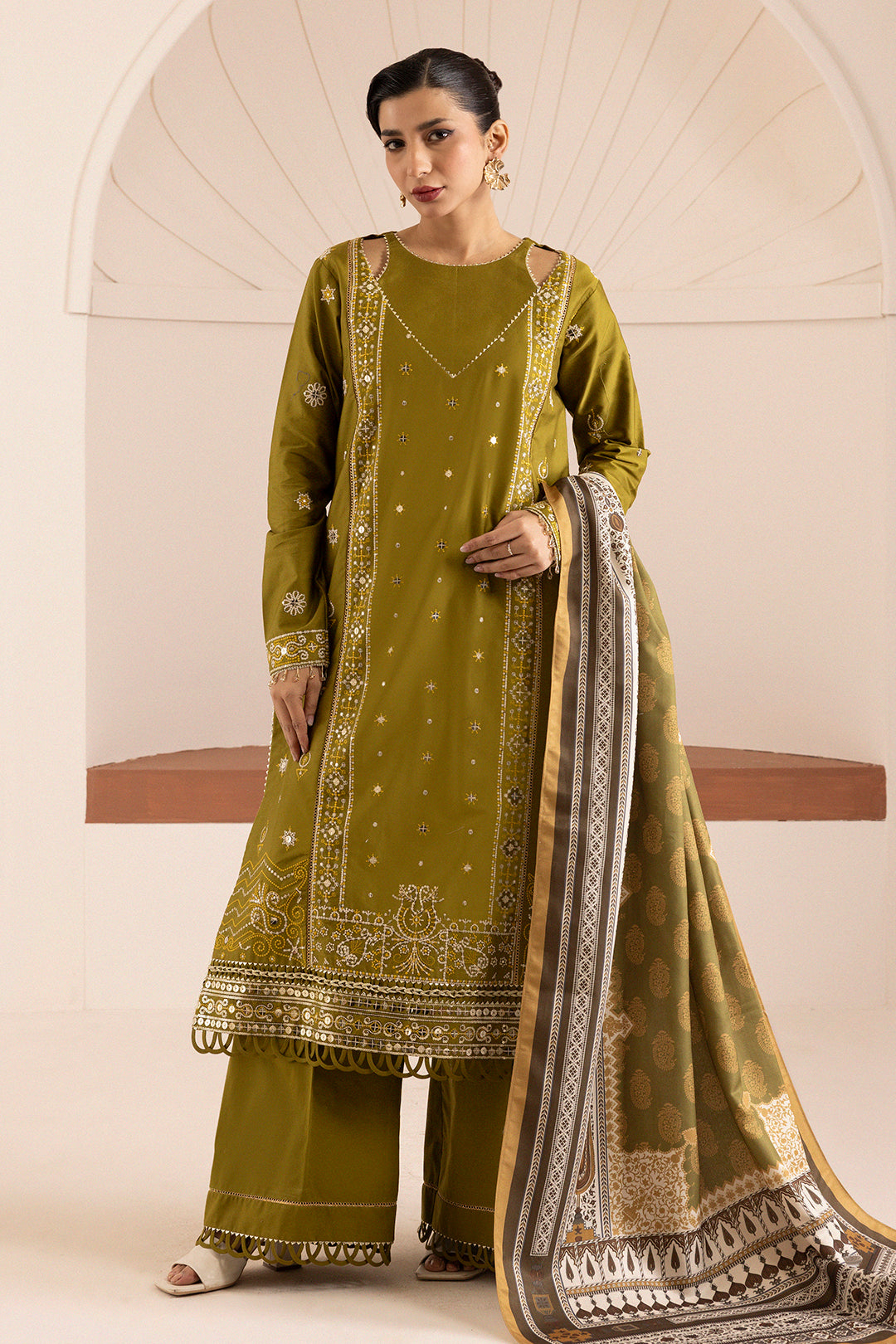 Embroidered Shirt Shalwar Shawl - 0265