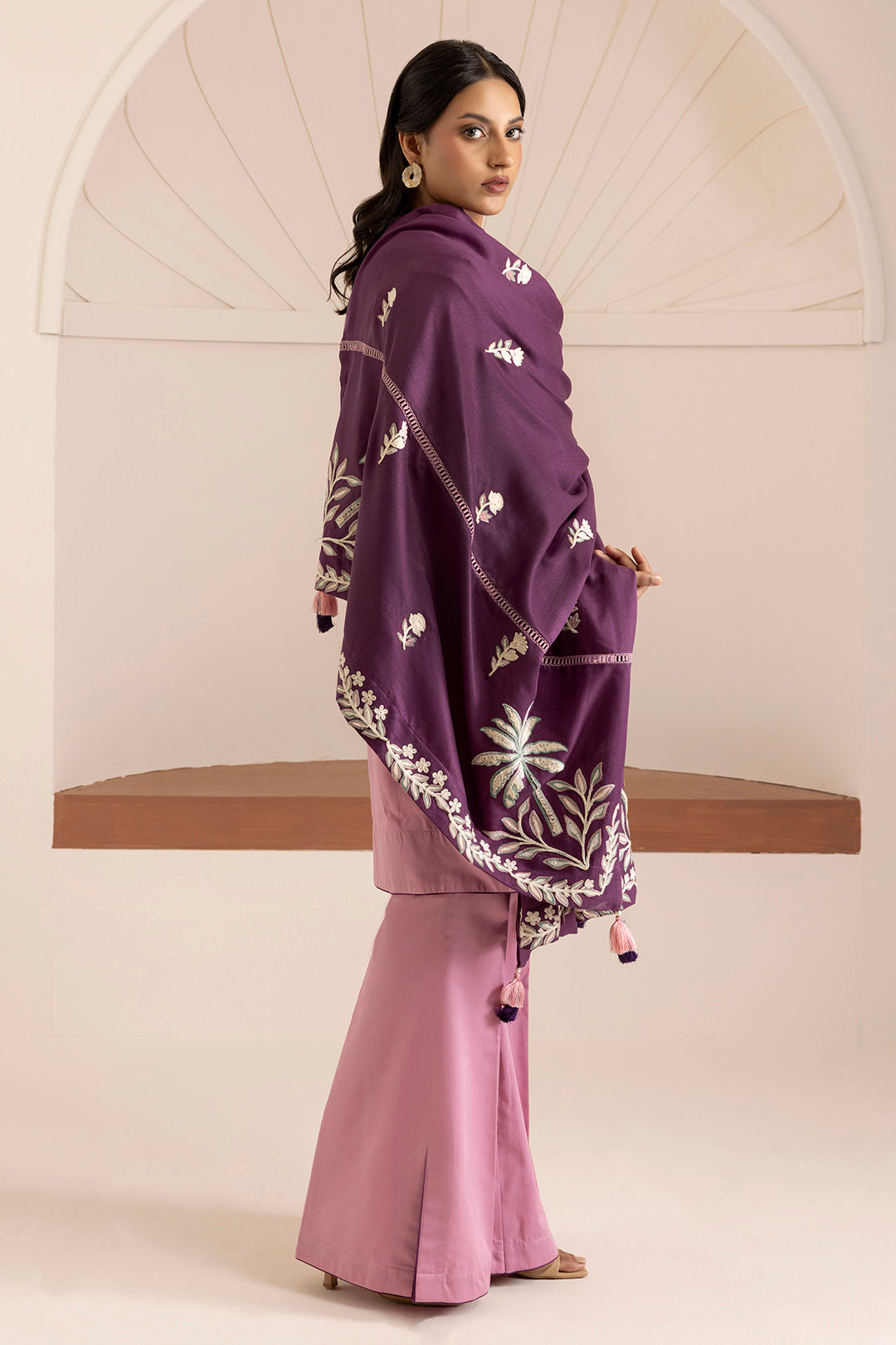 Embroidered Shirt Shalwar Shawl - 0268