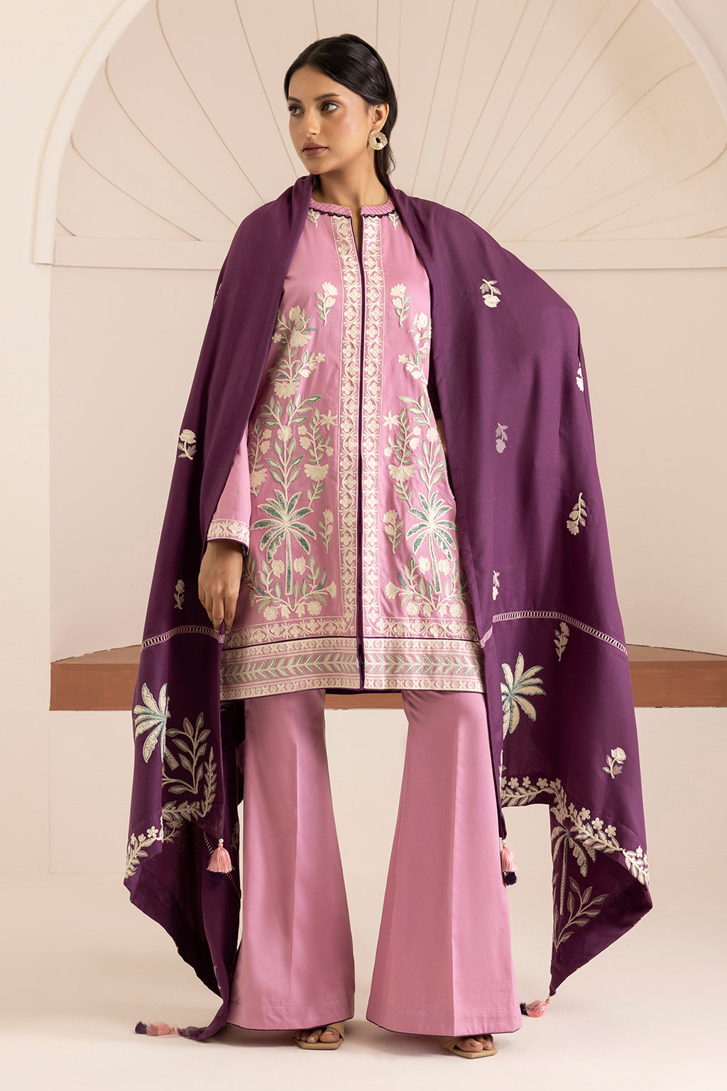 Embroidered Shirt Shalwar Shawl - 0268