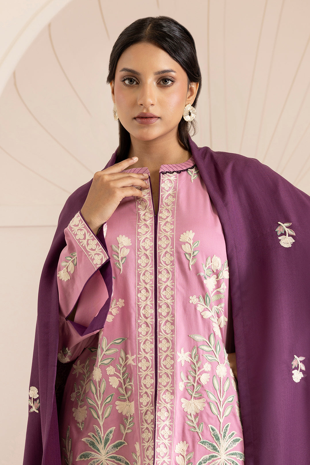 Embroidered Shirt Shalwar Shawl - 0268