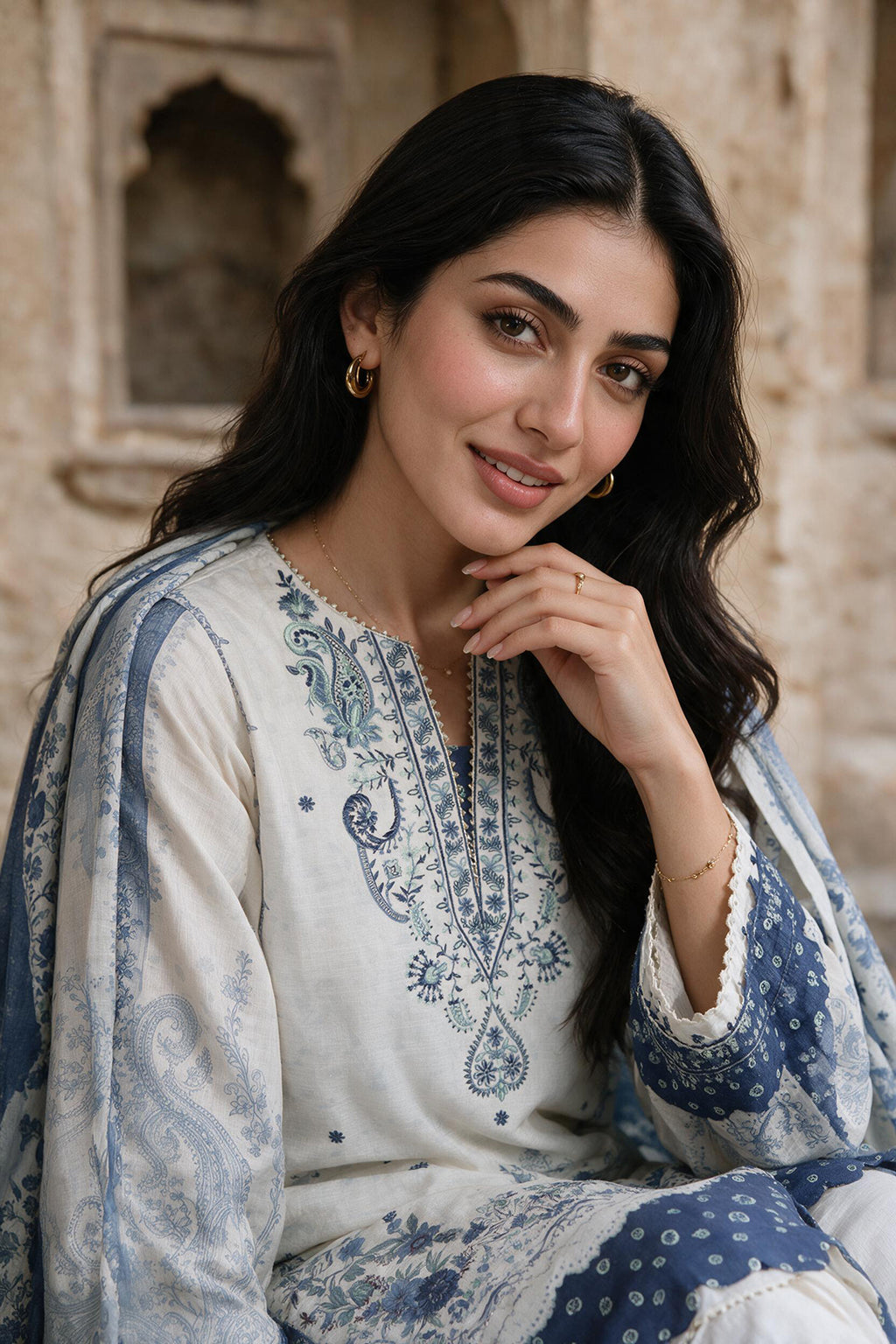 Embroidered Shirt Dupatta - 0101