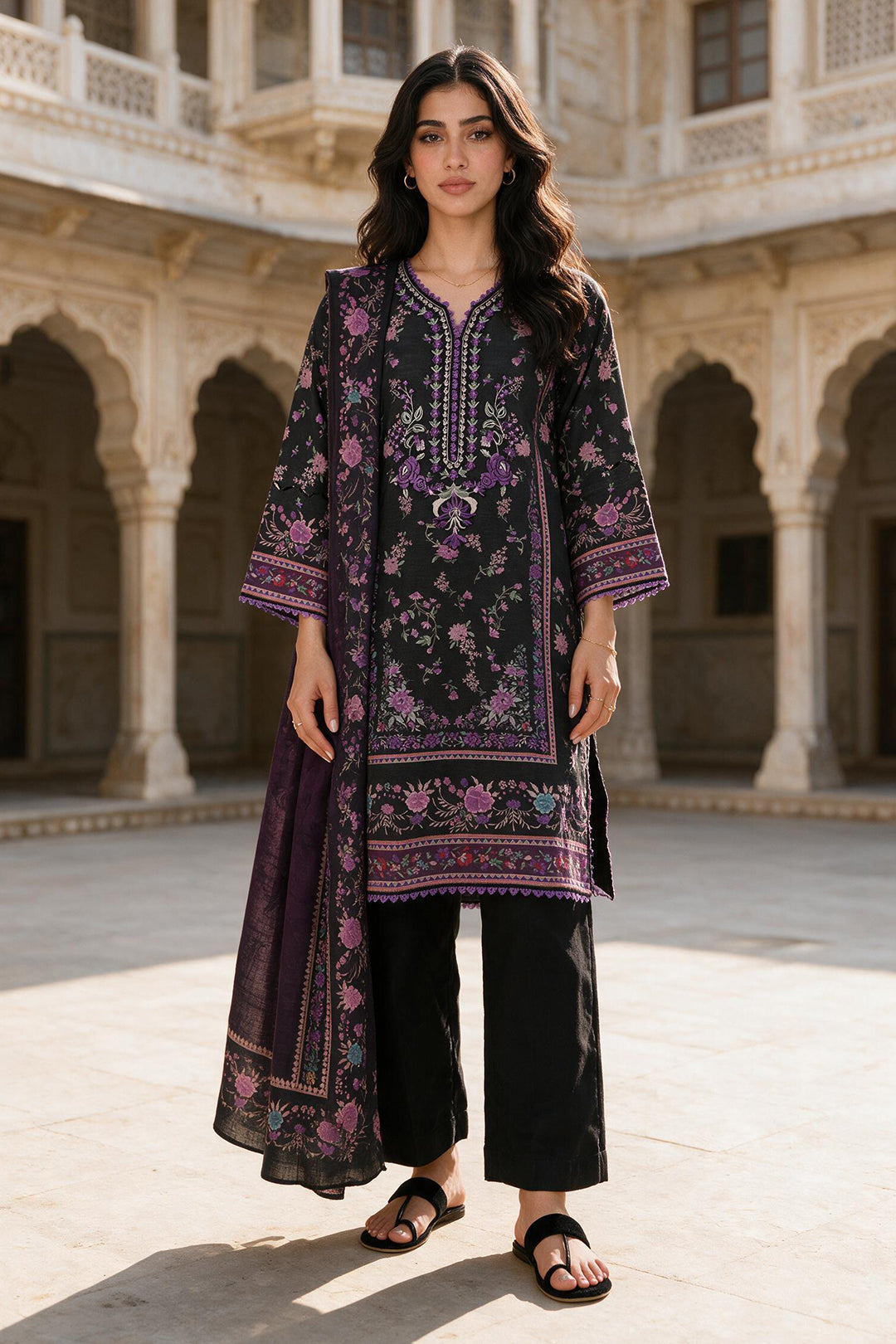Embroidered Shirt Dupatta - 0108