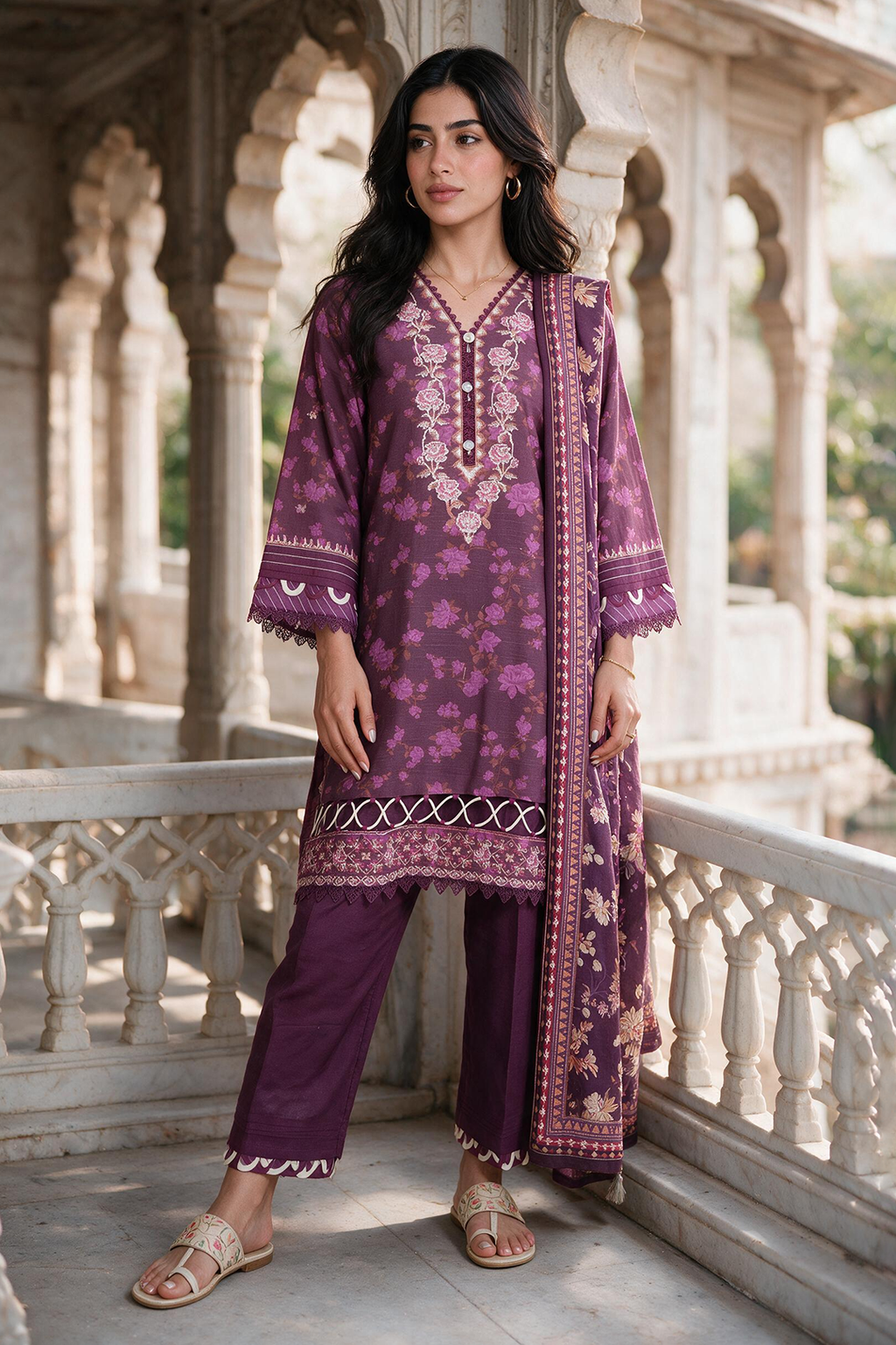 Embroidered Shirt Shalwar Dupatta - 0163