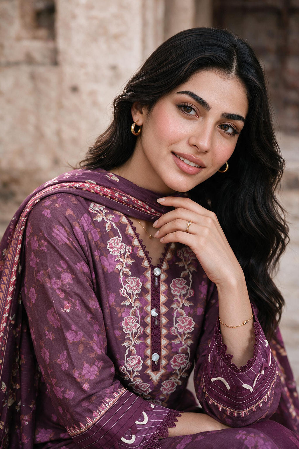 Embroidered Shirt Shalwar Dupatta - 0163