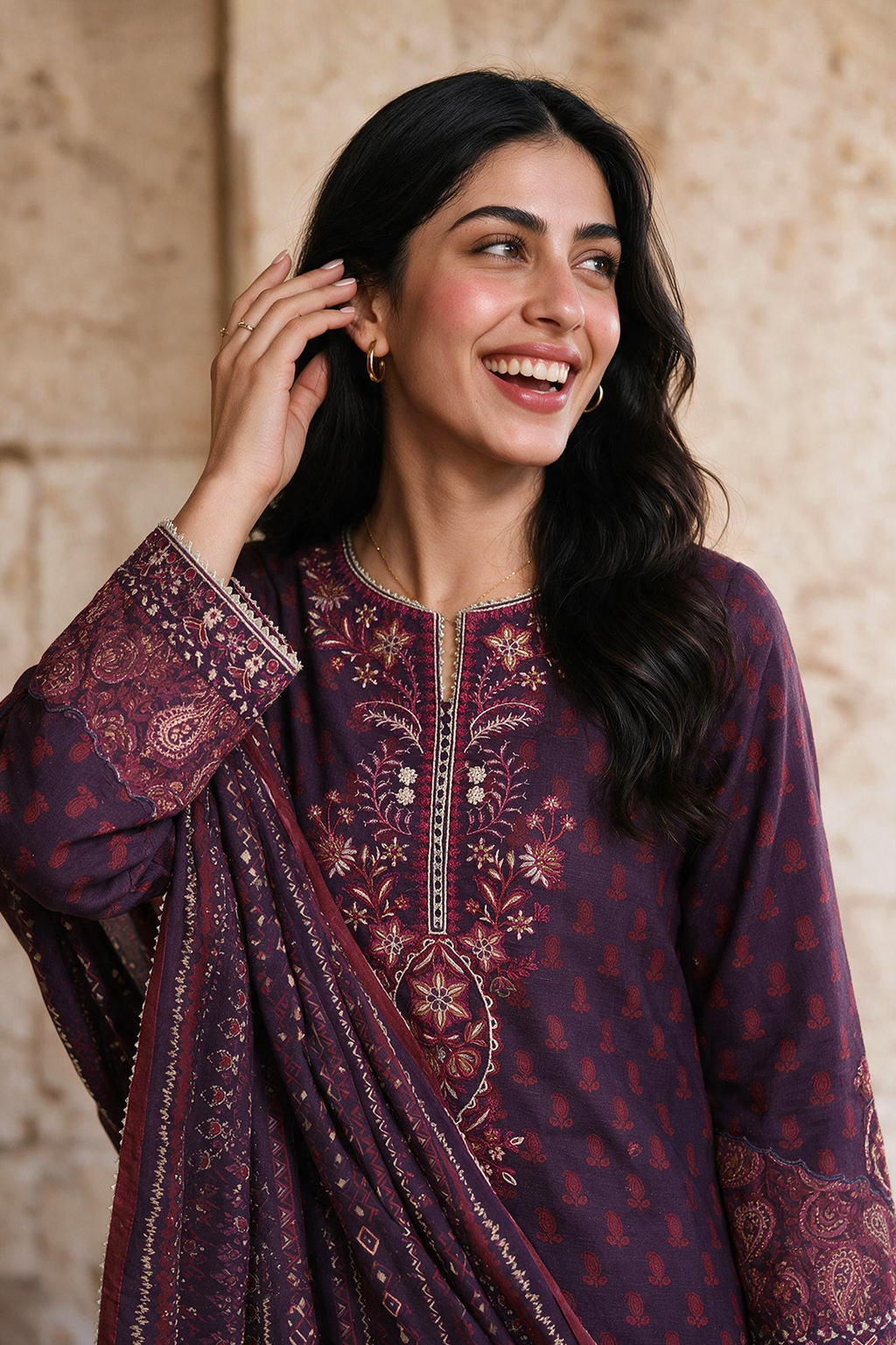 Embroidered Shirt Shalwar Dupatta - 0165