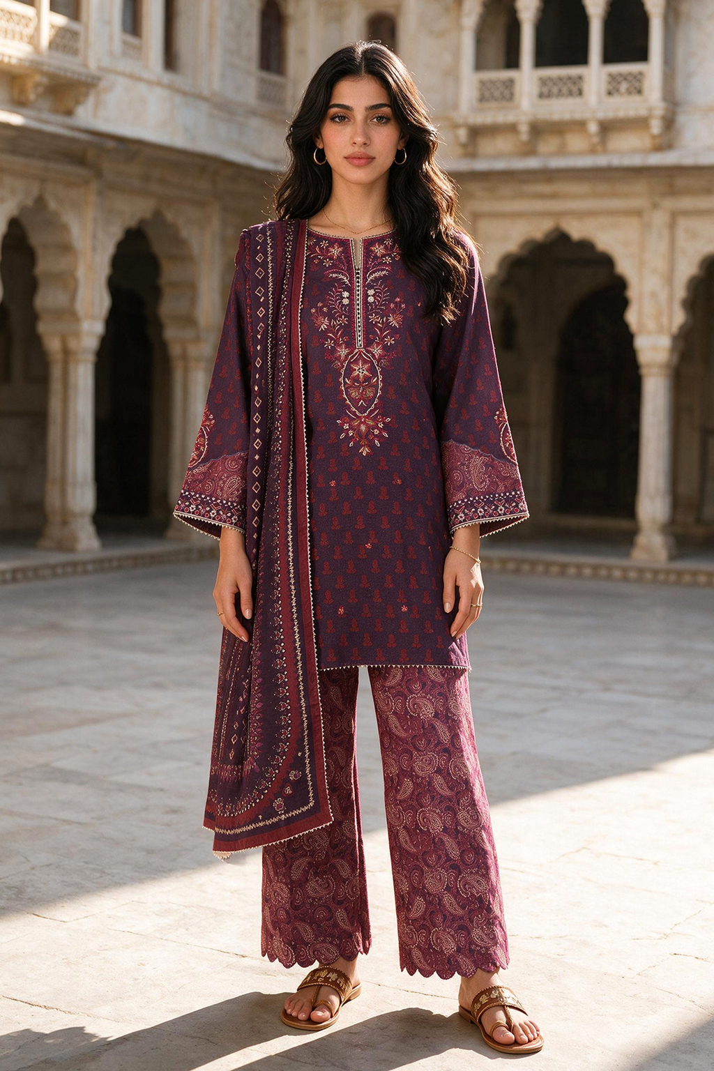 Embroidered Shirt Shalwar Dupatta - 0165