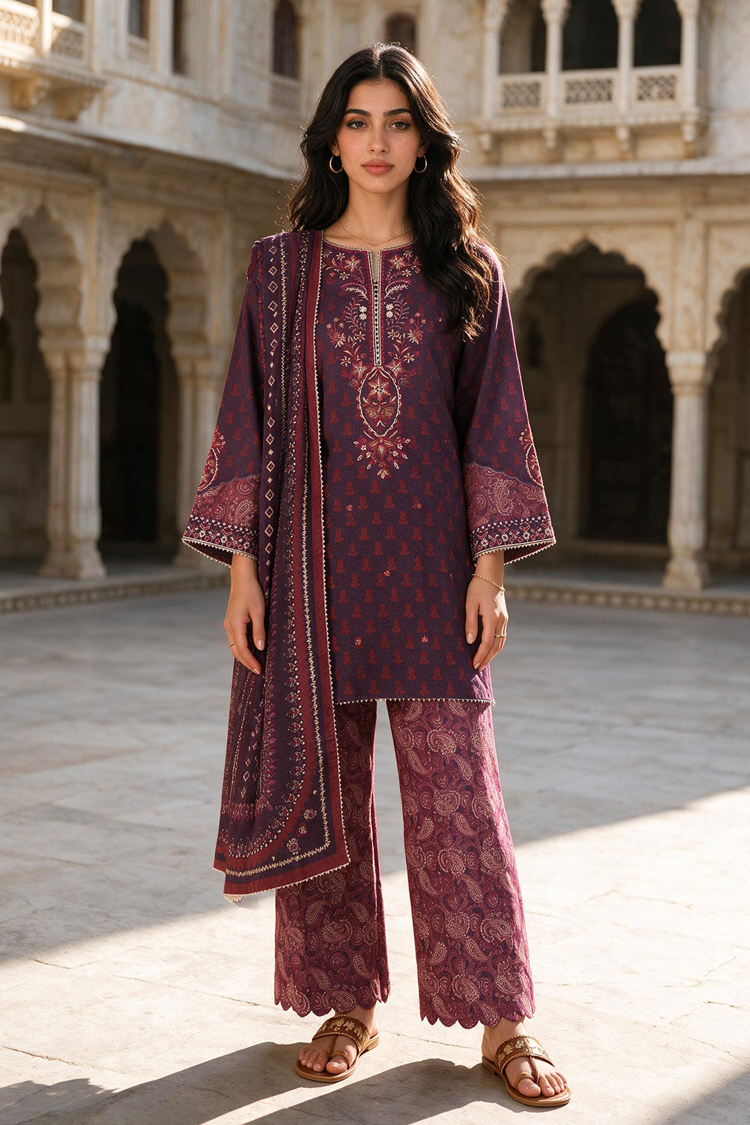 Embroidered Shirt Shalwar Dupatta - 0165