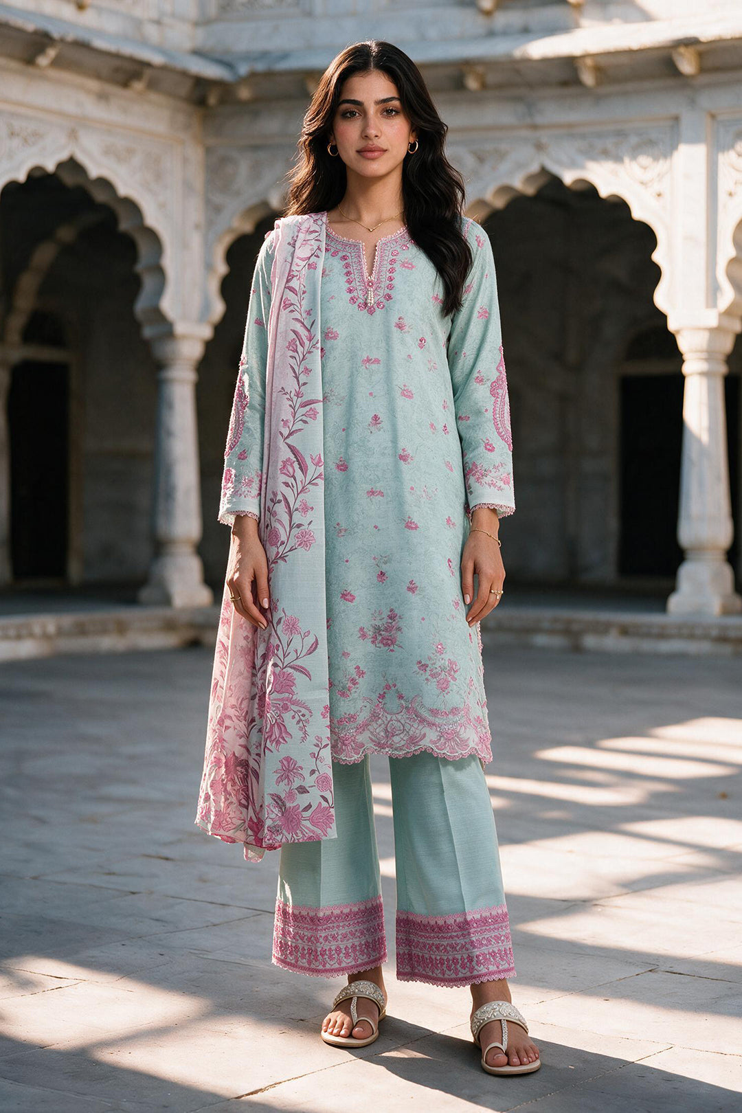 Embroidered Shirt Shalwar Dupatta - 0166