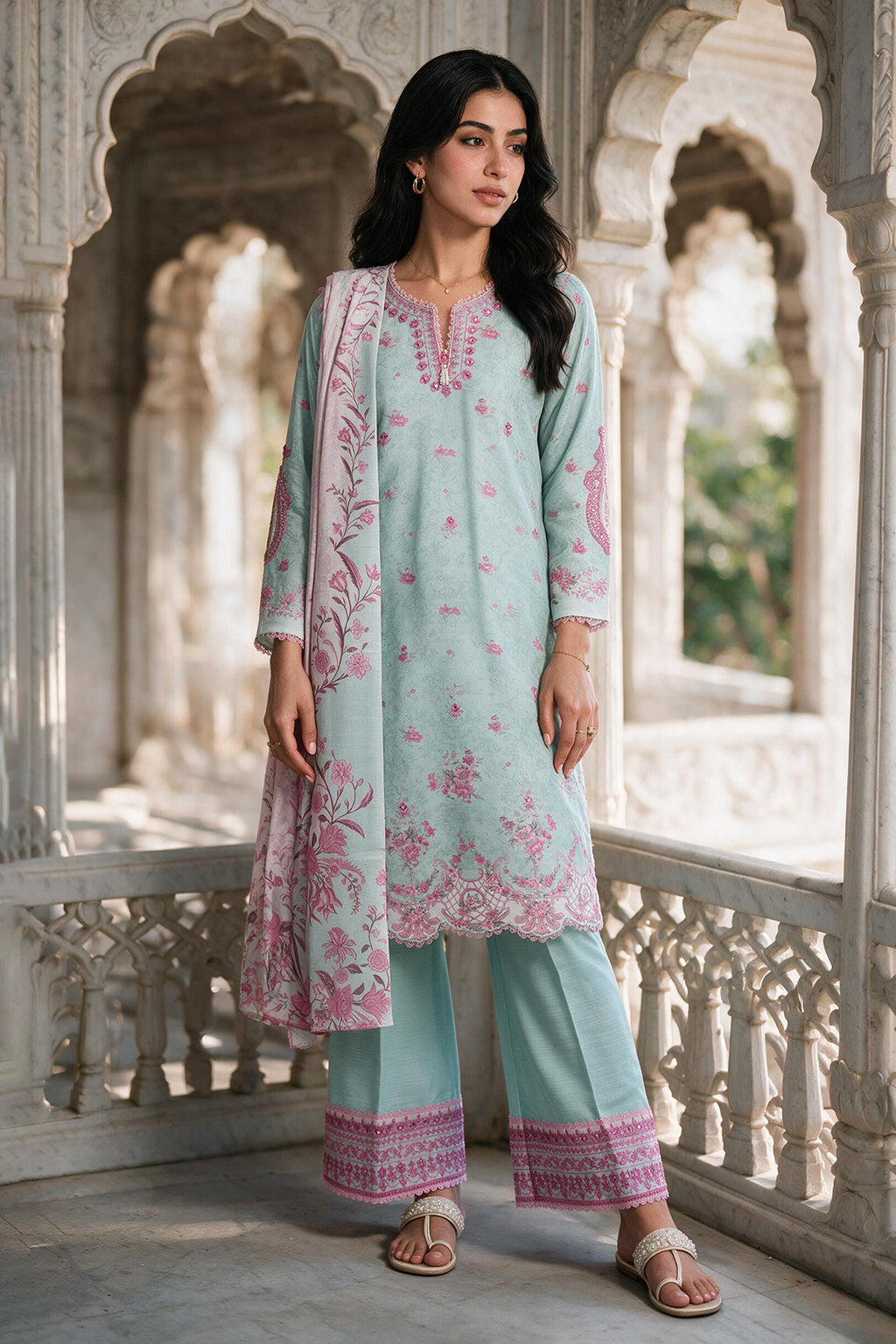 Embroidered Shirt Shalwar Dupatta - 0166
